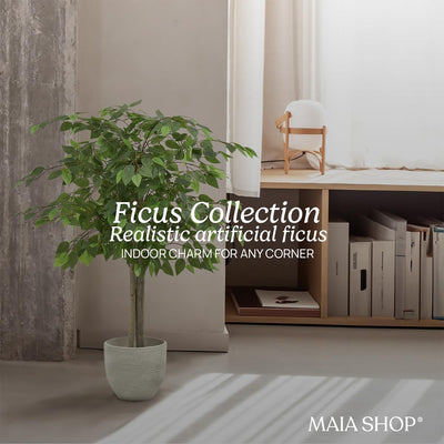 Maia Shop Artificial Ficus Tree 3.5 ft. Tall Tropical Home Decoration, 41 Inches - VMInnovations