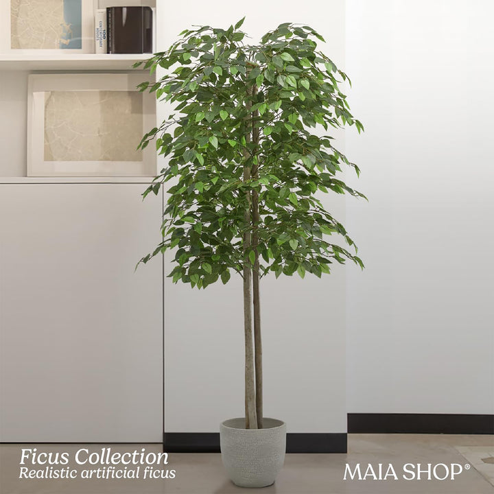 Maia Shop Artificial Ficus Tree 6 Feet Tall Tropical Home Decoration, 71 Inches