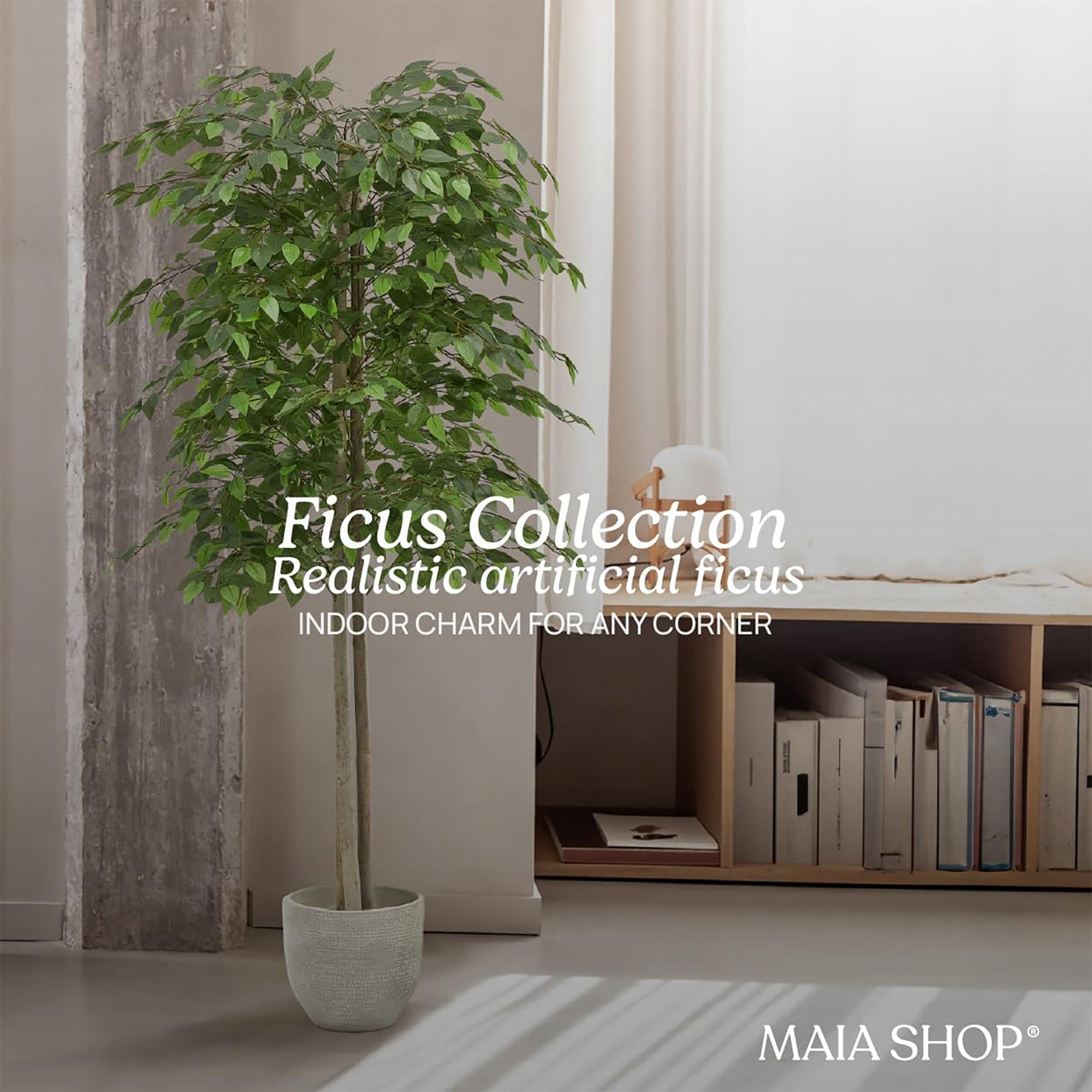 Maia Shop Artificial Ficus Tree 6 Feet Tall Tropical Home Decoration, 71 Inches - VMInnovations