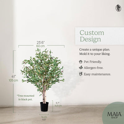 Maia Shop Artificial Olive Tree 3.5ft Tall Potted Home Decoration, 41"(Open Box)