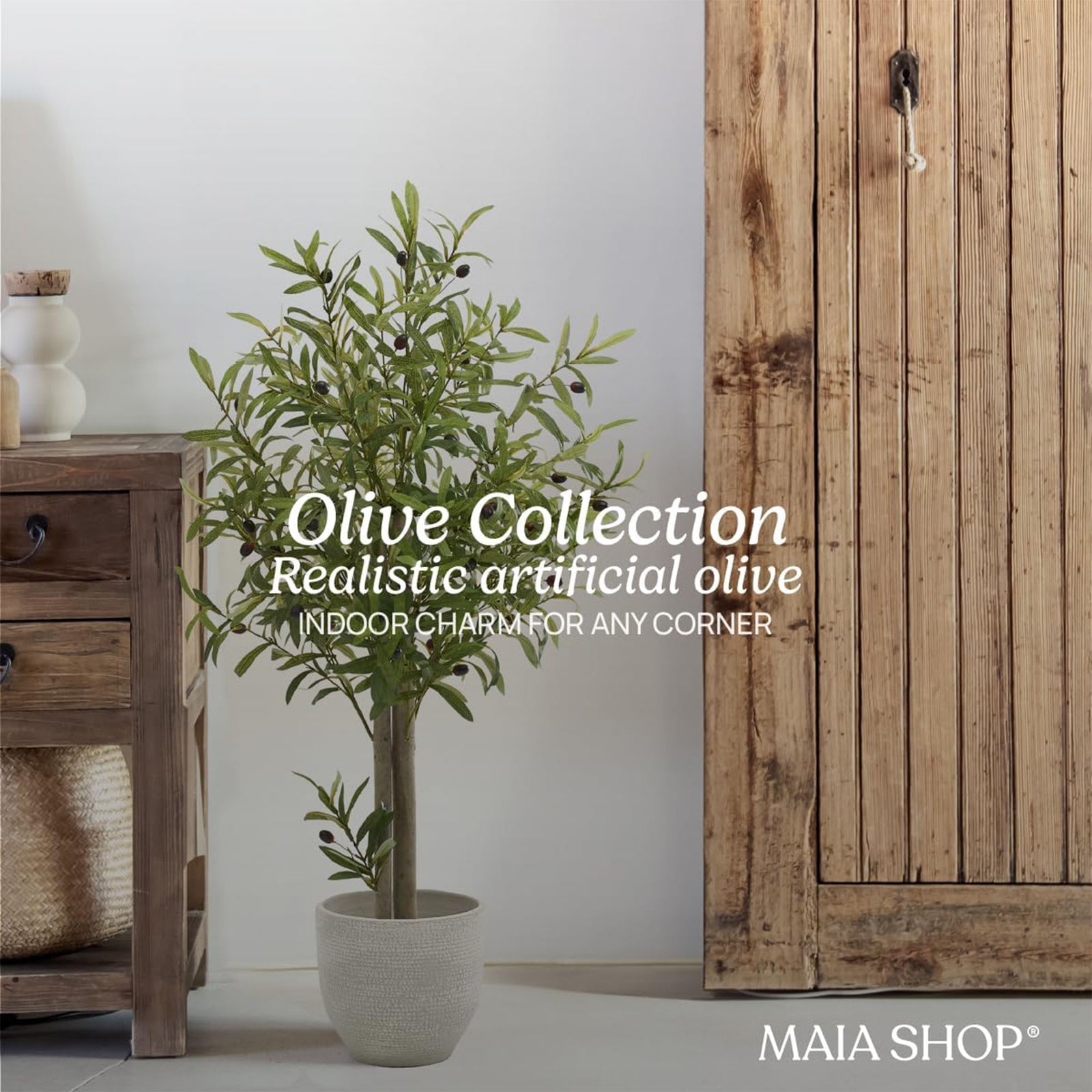 Maia Shop Artificial Olive Tree 3.5 Feet Tall Potted Home Decoration, 41 Inches - VMInnovations
