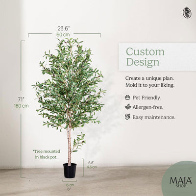 Maia Shop Artificial Olive Tree 6 Feet Tall Potted Home Decoration, 71 Inches