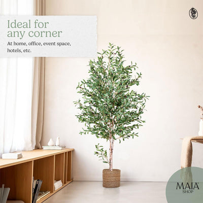 Maia Shop Artificial Olive Tree 6 Feet Tall Potted Home Decoration, 71 Inches