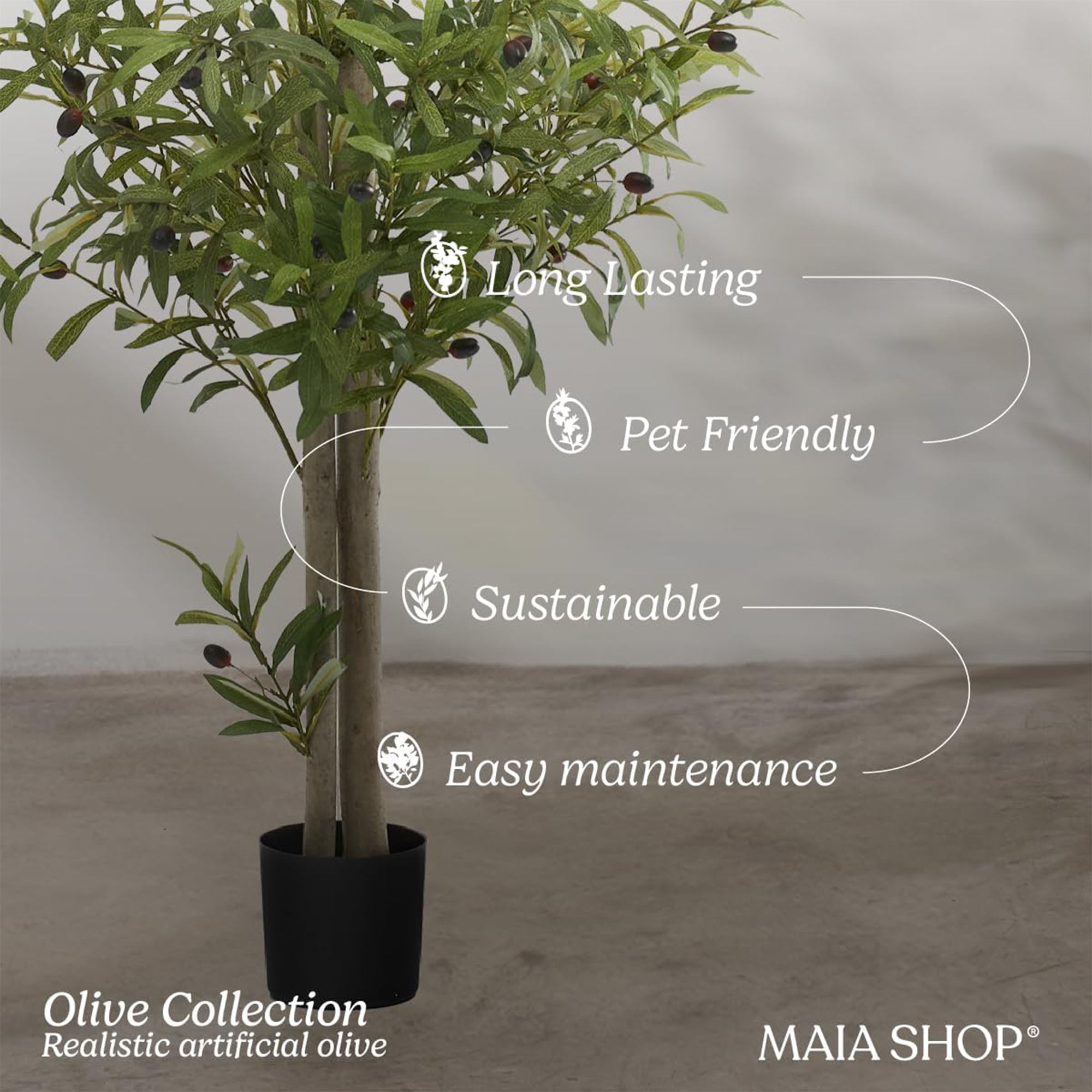 Maia Shop Artificial Olive Tree 6 Feet Tall Potted Home Decoration,71"(Open Box) - VMInnovations