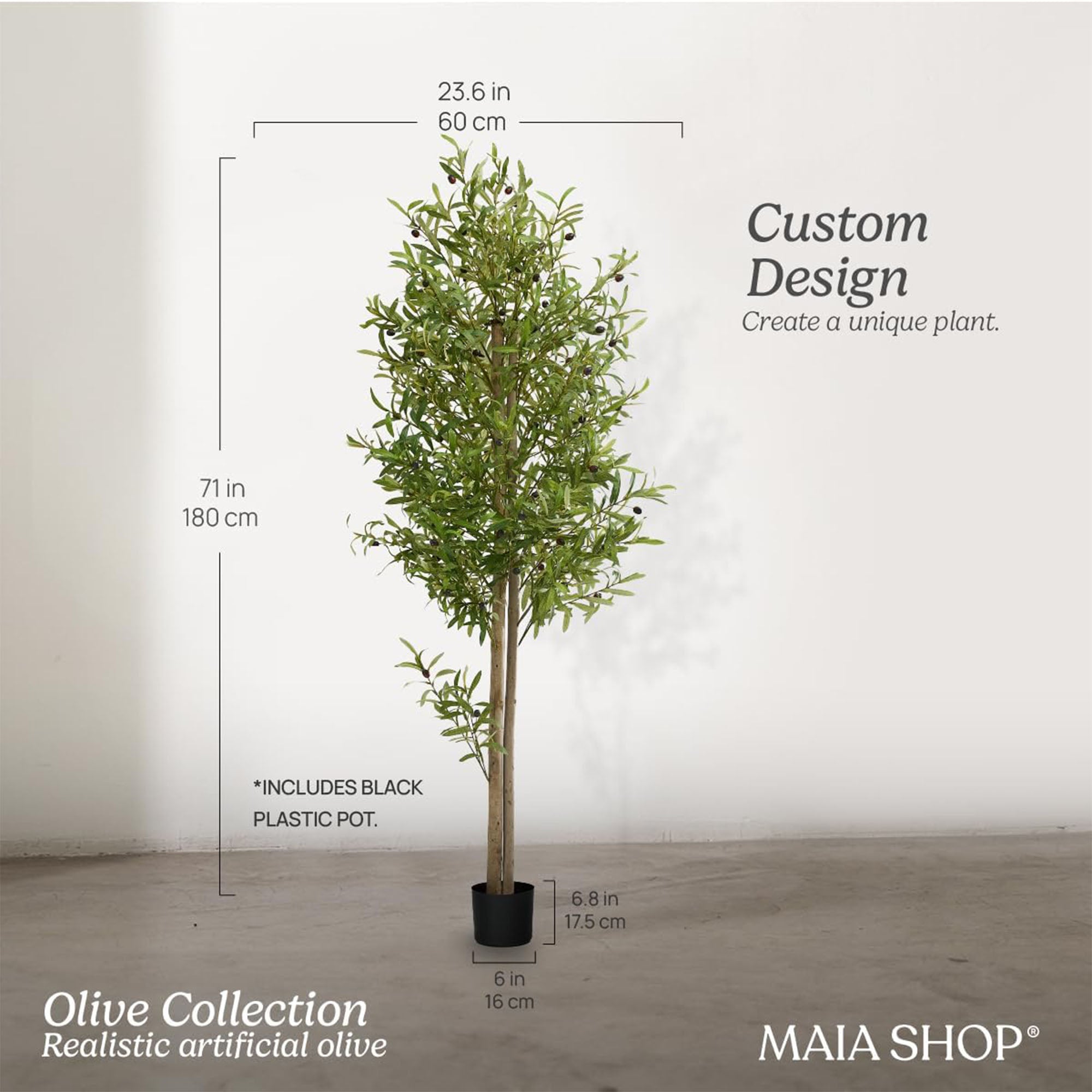 Maia Shop Artificial Olive Tree 6 Feet Tall Potted Home Decoration,71"(Open Box) - VMInnovations