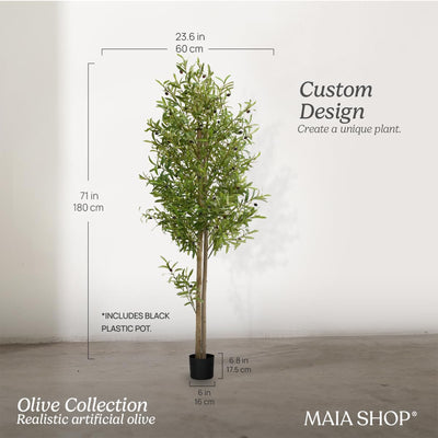 Maia Shop Artificial Olive Tree 6 Feet Tall Potted Home Decoration,71"(Open Box) - VMInnovations