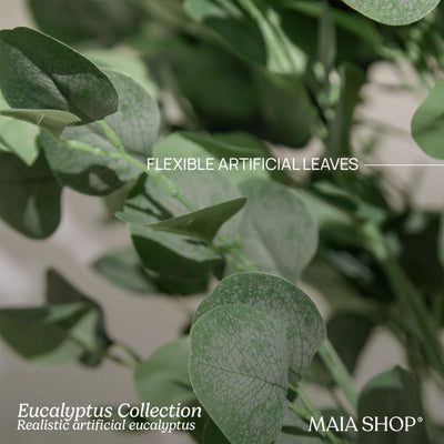 Maia Shop Artificial Eucalyptus Tree 5' Tall, Fake Tree w/Wood Trunk (Open Box)
