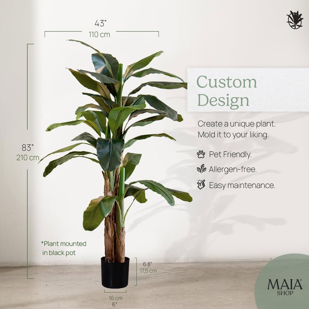 Maia Shop Artificial Banana Tree 7 Feet Tall Tropical Home Decoration, 83 Inches