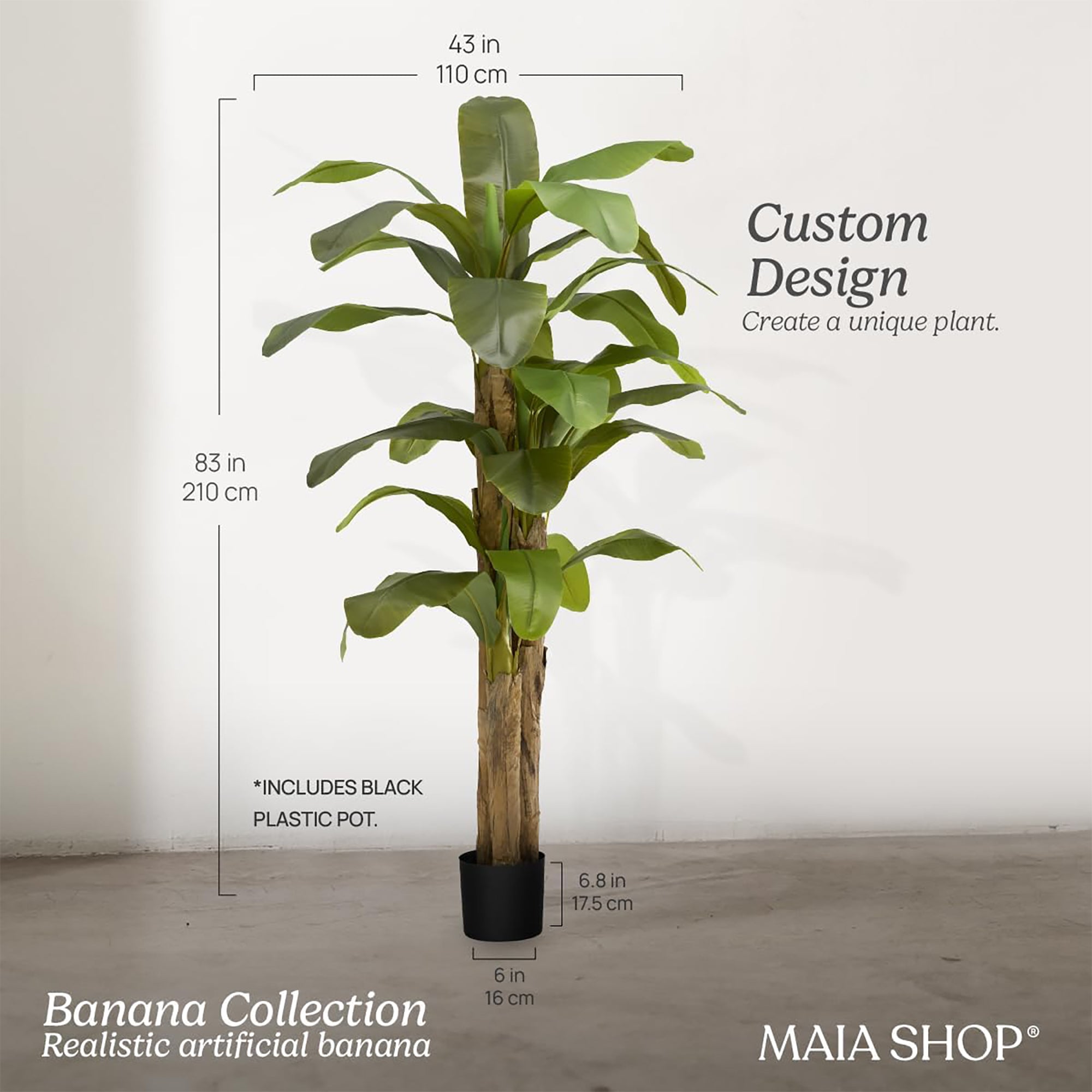 Maia Shop Artificial Banana Tree 7ft Tall Tropical Home Decoration,83"(Open Box) - VMInnovations