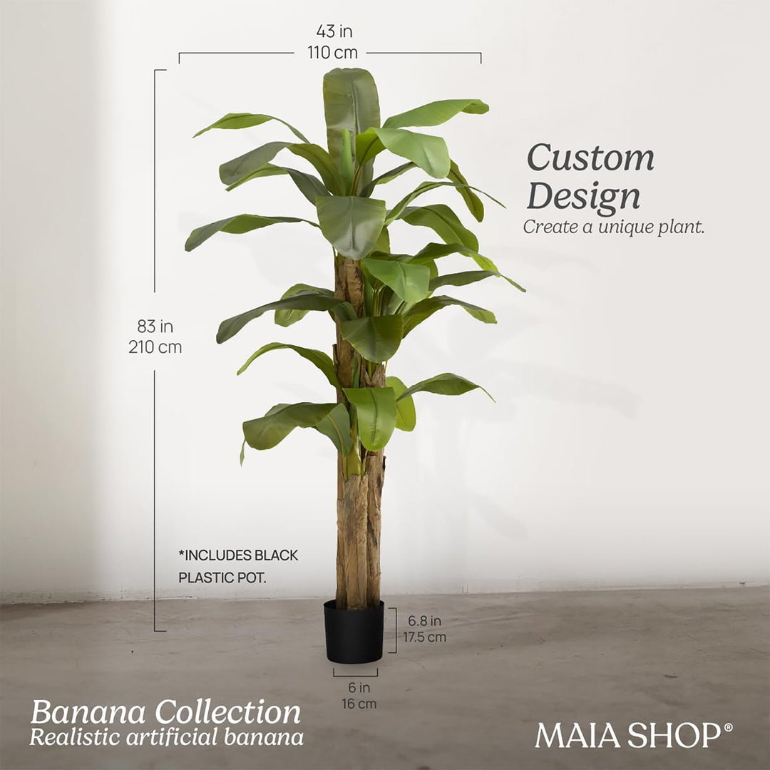 Maia Shop Artificial Banana Tree 7 Feet Tall Tropical Home Decoration, 83 Inches