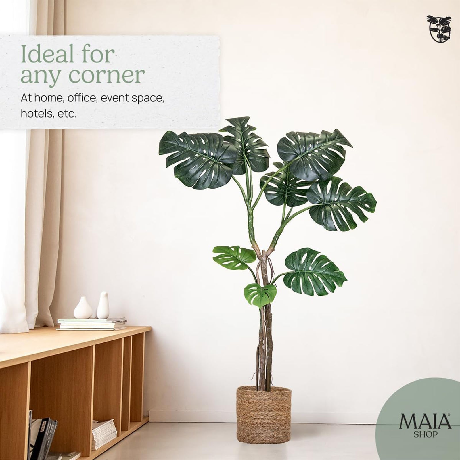 Maia Shop Artificial Monstera Plant 5 Feet Tall Tropical Palm Tree, 62 inches - VMInnovations