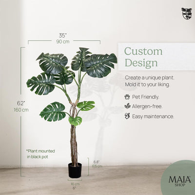 Maia Shop Artificial Monstera Plant 5 Feet Tall Tropical Palm Tree, 62 inches - VMInnovations