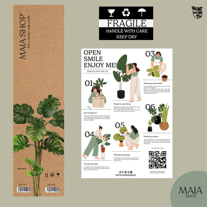 Maia Shop Artificial Monstera Plant 5 Feet Tall Tropical Palm Tree (Open Box) - VMInnovations