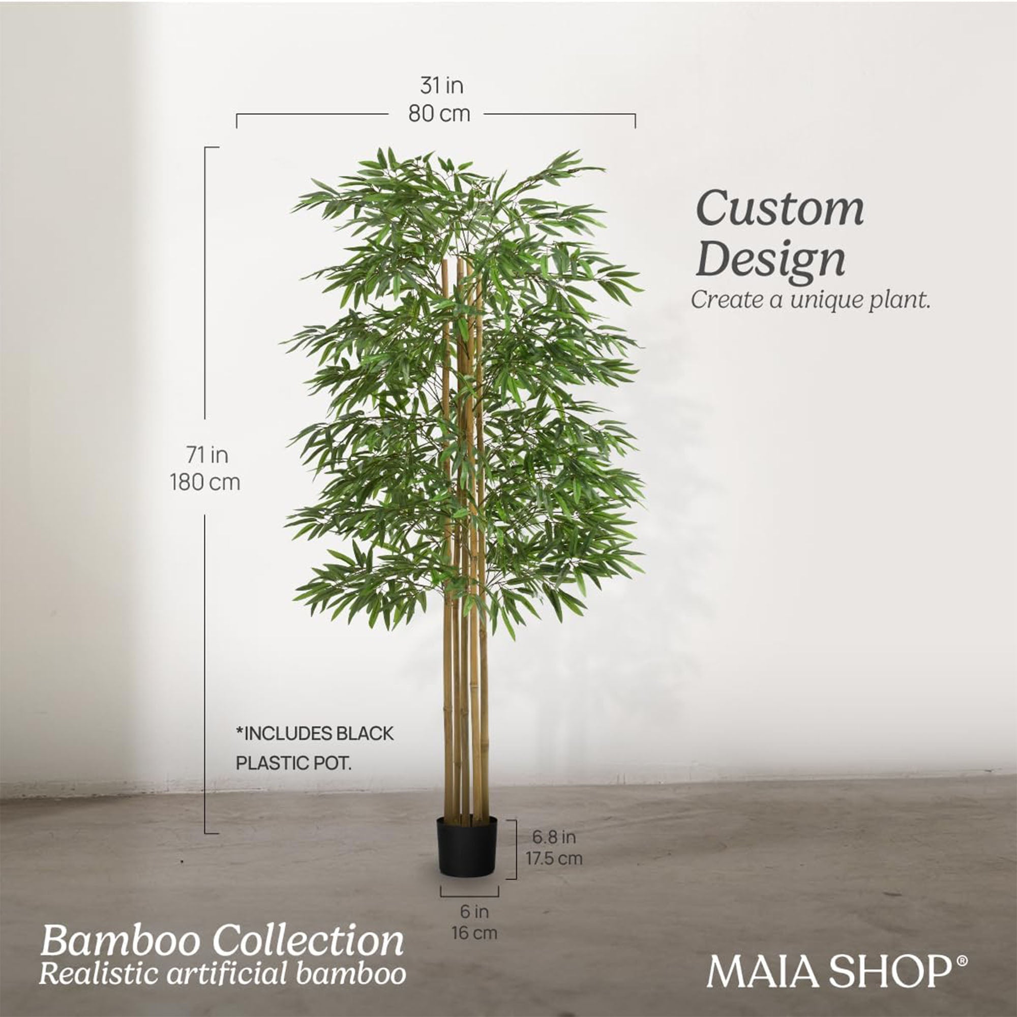 Maia Shop Artificial Bamboo Tree 6ft Tall Potted Home Decoration, 71" (Open Box)