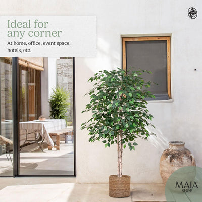 Maia Shop Artificial Ficus Tree 5ft Tall Tropical Home Decoration, 60 In (Used)