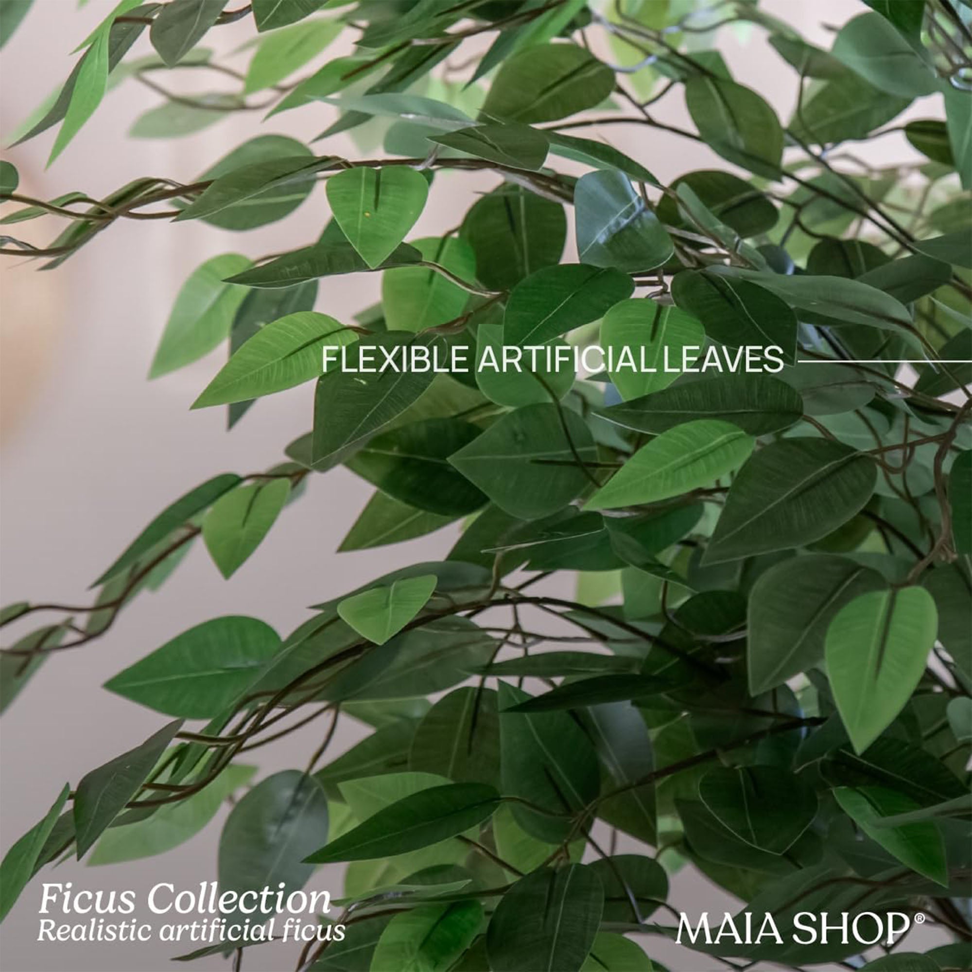 Maia Shop Artificial Ficus Tree 5 Feet Tropical Decoration, 60 Inches (Open Box) - VMInnovations