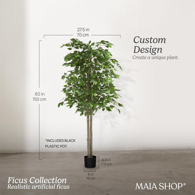 Maia Shop Artificial Ficus Tree 5 Feet Tropical Decoration, 60 Inches (Open Box) - VMInnovations