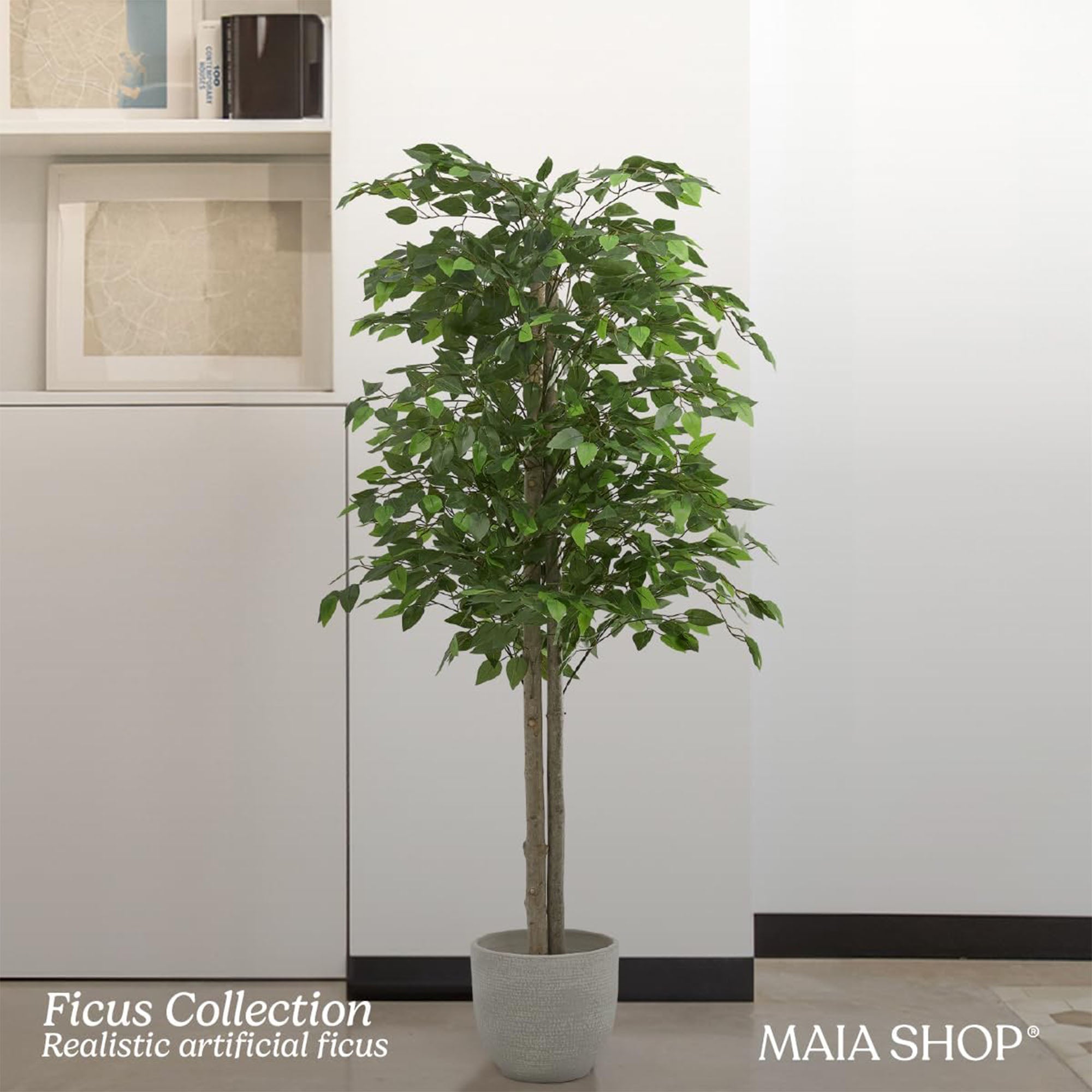 Maia Shop Artificial Ficus Tree 5 Feet Tropical Decoration, 60 Inches (Open Box) - VMInnovations