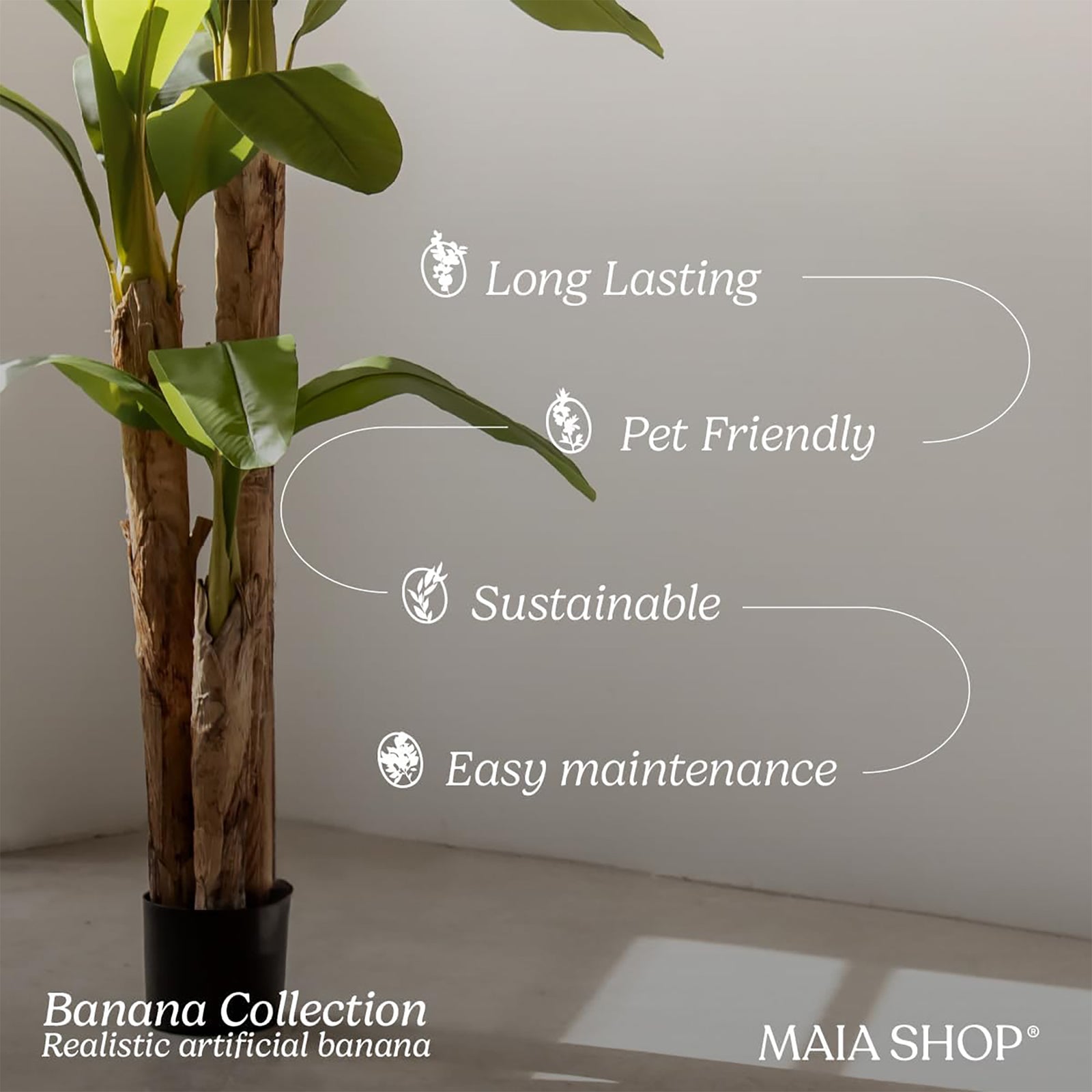 Maia Shop Artificial Banana Tree 6 Feet Tall Tropical Home Decoration, 71 Inches - VMInnovations
