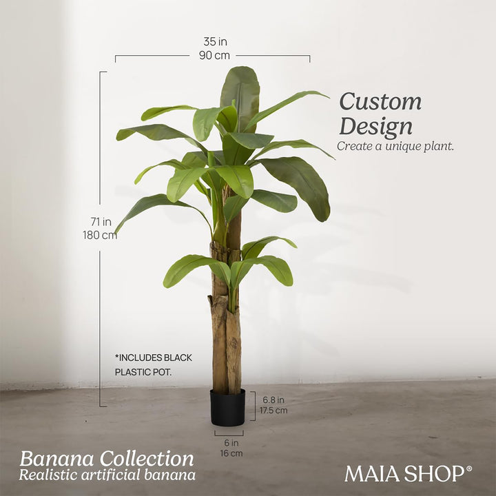 Maia Shop Artificial Banana Tree 6ft Tall Tropical Home Decoration, 71"(Used)