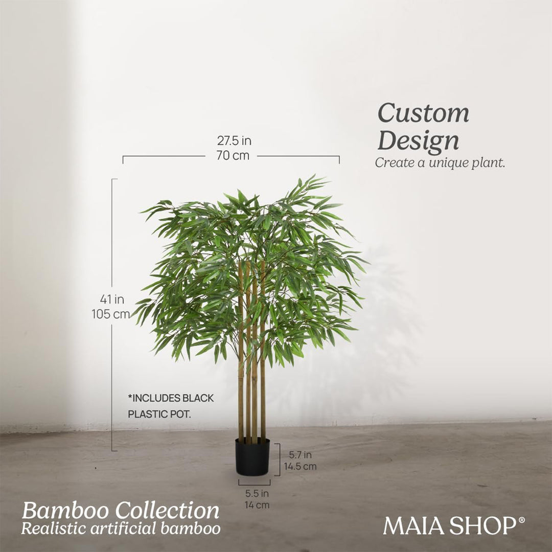 Maia Shop Artificial Bamboo Tree 3.5 Ft Tall Tropical Home Decoration, 41 Inches - VMInnovations
