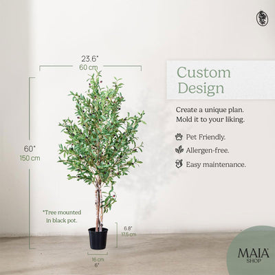 Maia Shop Artificial Olive Tree 5ft Tall Potted Home Decoration, 60" (Open Box)