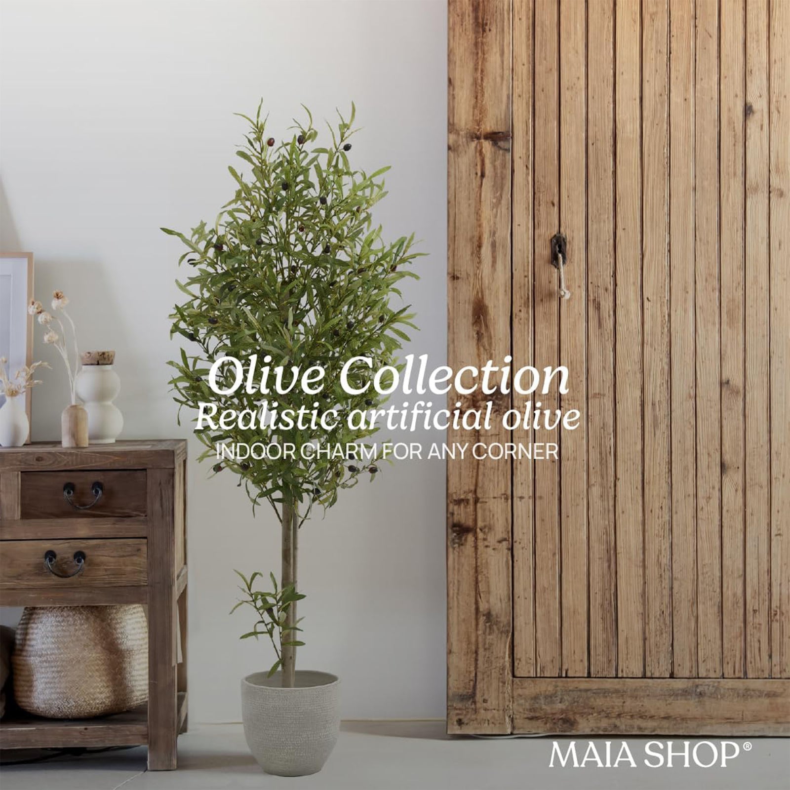 Maia Shop Artificial Olive Tree 5 Feet Tall Potted Home Decoration, 60 Inches - VMInnovations