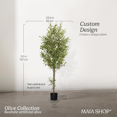 Maia Shop Artificial Olive Tree 5ft Tall Potted Home Decoration, 60" (Open Box)