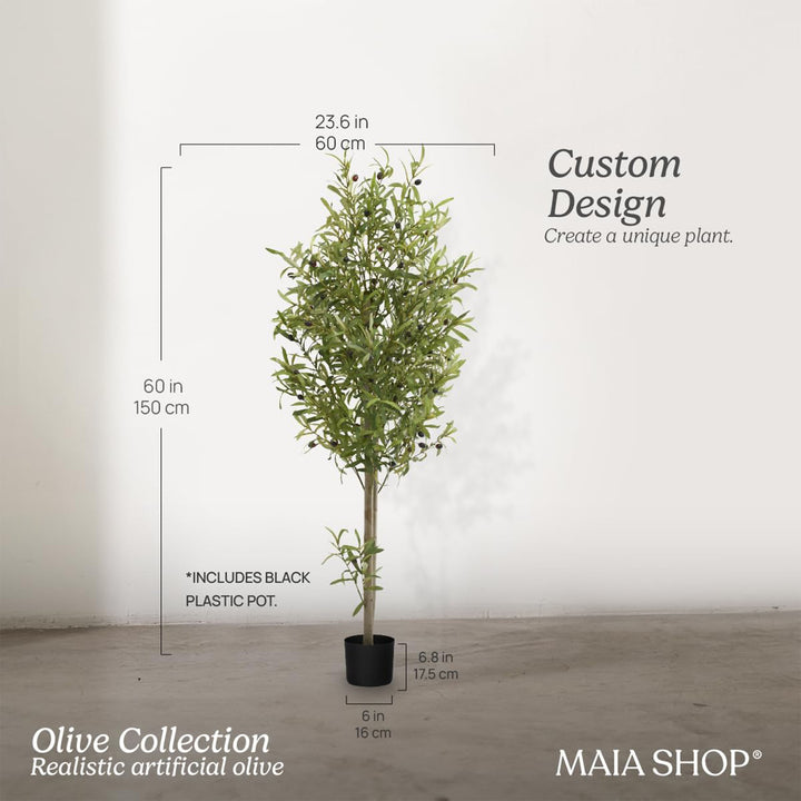 Maia Shop Artificial Olive Tree 5ft Tall Potted Home Decoration, 60" (Open Box) - VMInnovations