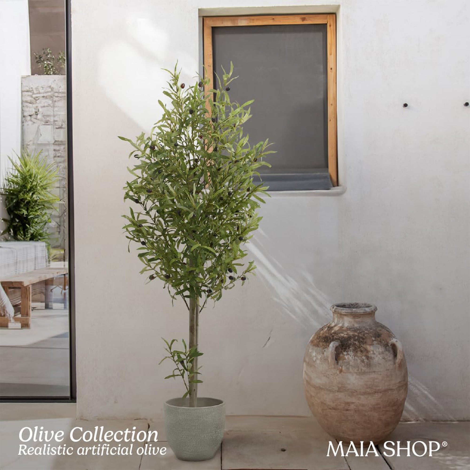 Maia Shop Artificial Olive Tree 5ft Tall Potted Home Decoration, 60" (Open Box)