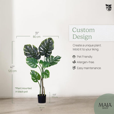 Maia Shop Artificial Monstera Tropical Palm Tree Home Decoration, 47" (Open Box)