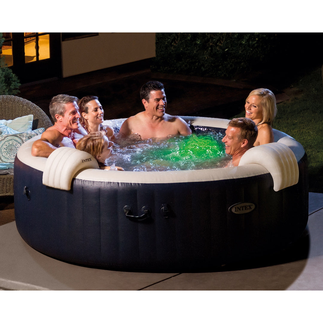 Intex Handheld Pool Vacuum with PureSpa 6 Person Inflatable Hot Tub, Cobalt Blue