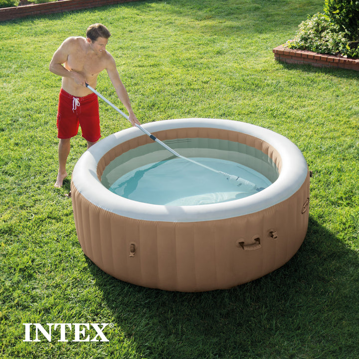 Intex Handheld Pool Vacuum w/PureSpa Plus 4 Person Inflatable Hot Tub, Greywood