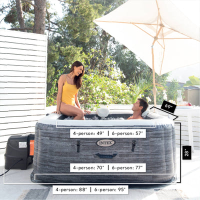 Intex Handheld Pool Vacuum w/PureSpa Plus 4 Person Inflatable Hot Tub, Greystone