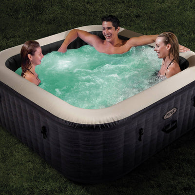Intex Handheld Pool Vacuum w/PureSpa Plus 4 Person Inflatable Hot Tub, Greystone