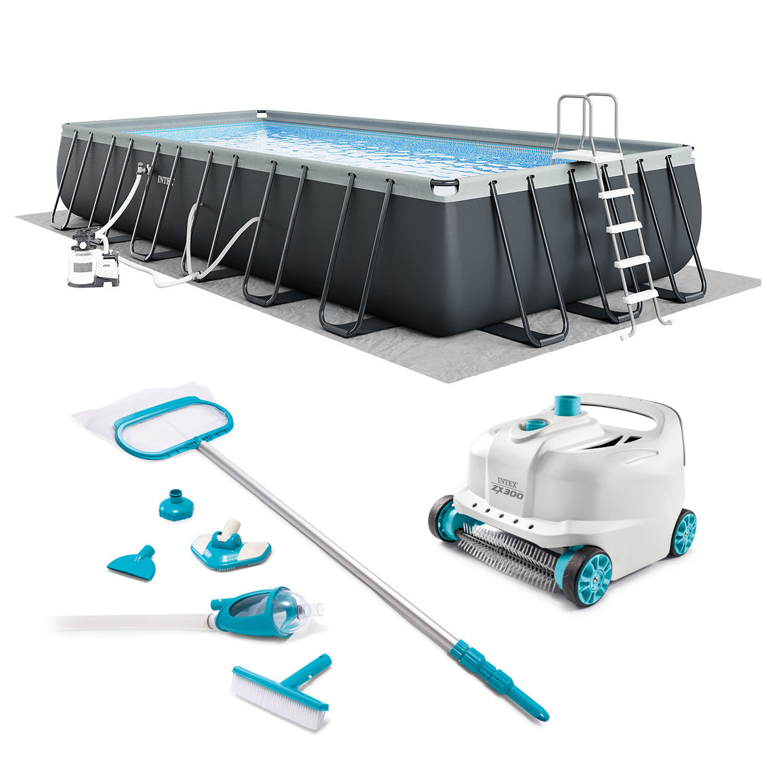 Intex Ultra XTR Frame Swimming Pool & Pump, Robot Vacuum w/Pool Maintenance Kit