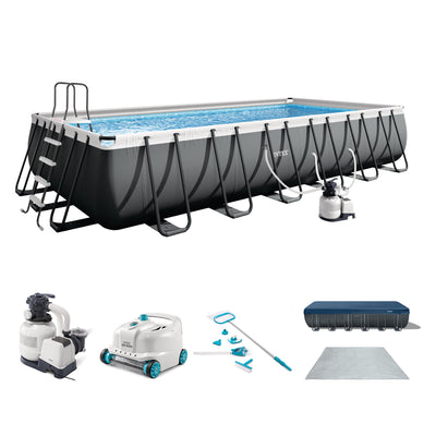 Intex Ultra XTR Frame Swimming Pool & Pump, Robot Vacuum w/Pool Maintenance Kit - VMInnovations
