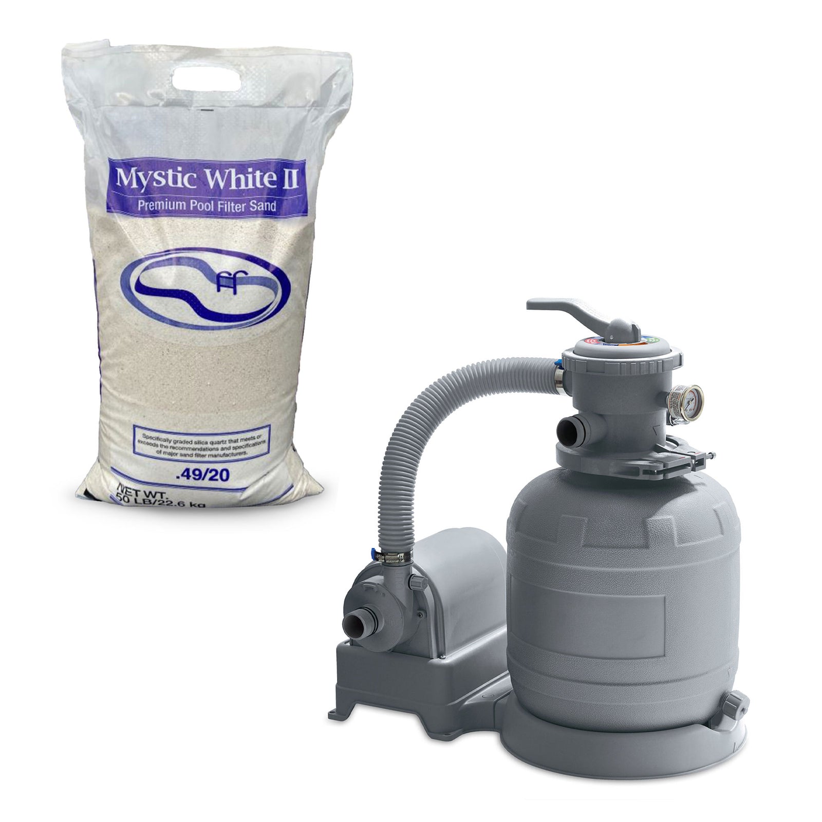 Funsicle 1600 GPH Sand Filter Pool Pump with Mystic White II Premium Filter Sand - VMInnovations