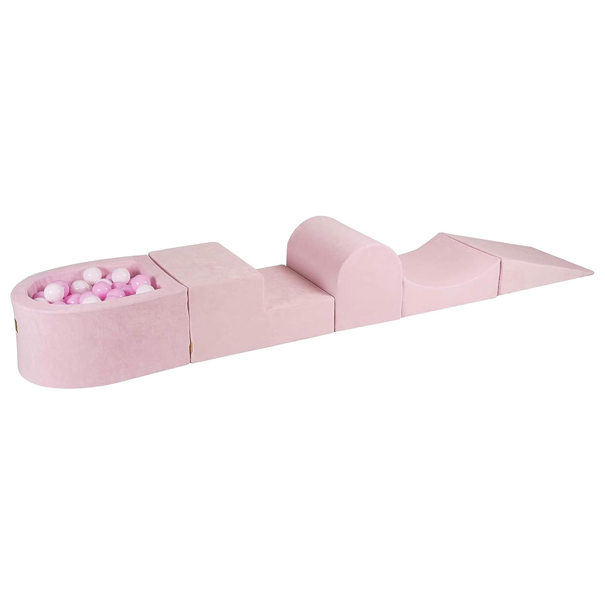 MeowBaby Round 4 Element Baby Foam Blocks Ball Pit with 100 Balls, Powder Pink - VMInnovations