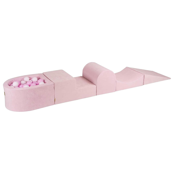 MeowBaby 4 Element Baby Foam Blocks Ball Pit w/100 Balls, Powder Pink (Open Box)
