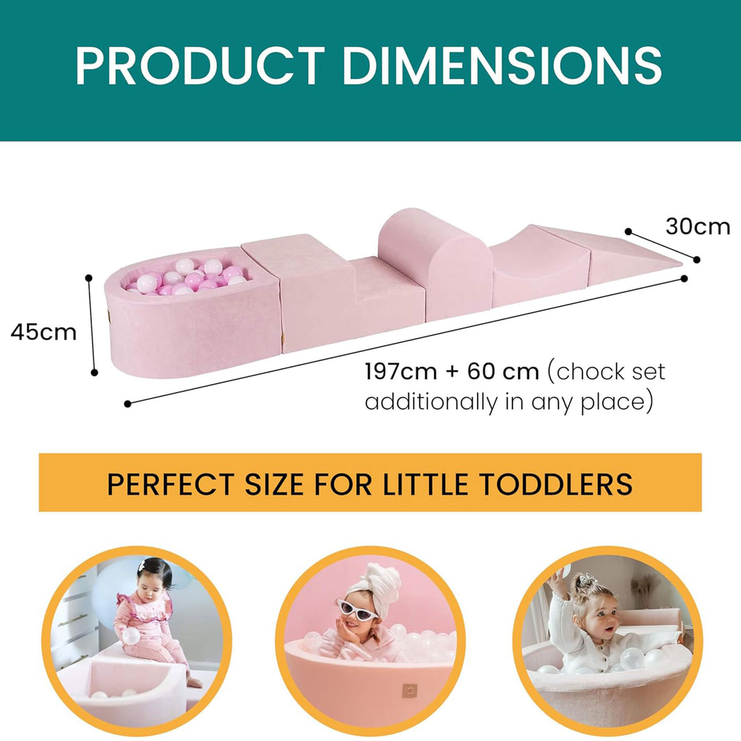 MeowBaby 4 Element Baby Foam Blocks Ball Pit w/100 Balls, Powder Pink (Open Box)