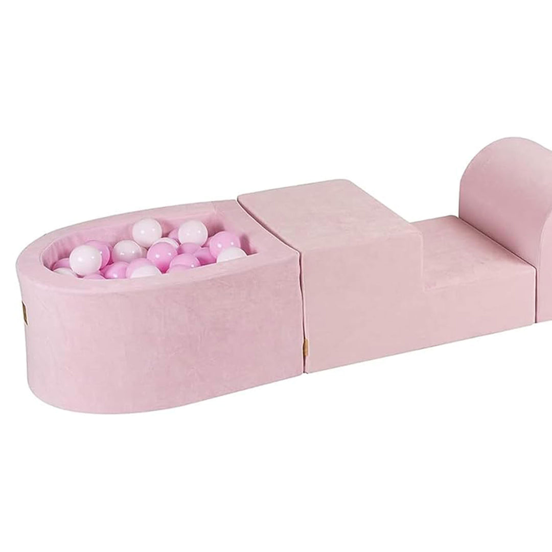 MeowBaby Round 4 Element Baby Foam Blocks Ball Pit with 100 Balls, Powder Pink