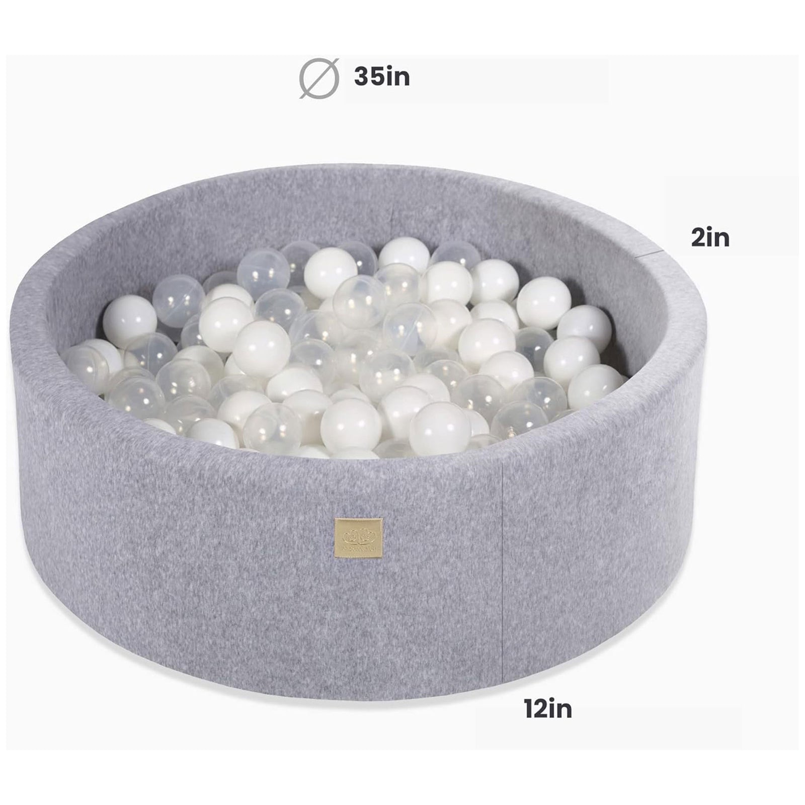 MeowBaby Round 35 x 11.5 Inch 3 Element Baby Foam Ball Pit with 200 Balls, Beige - VMInnovations