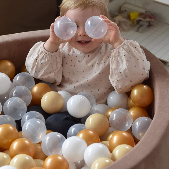 MeowBaby Soft Round 35 x 11.5 in. Baby Foam Ball Pit w/200 2.75 in. Balls, Ecru