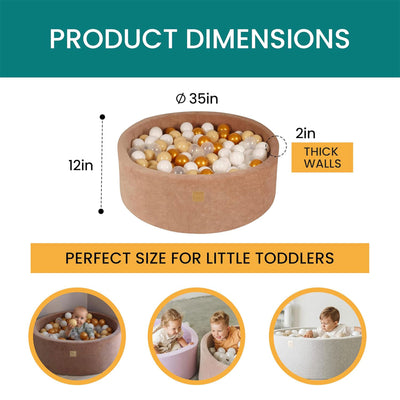 MeowBaby Soft Round 35 x 11.5 in. Baby Foam Ball Pit w/200 2.75 in. Balls, Gray - VMInnovations