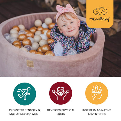 MeowBaby Soft Round 35 x 11.5 in. Baby Foam Ball Pit w/200 2.75 in. Balls, Gray - VMInnovations
