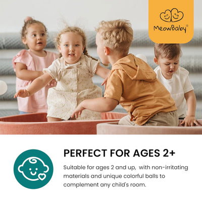 MeowBaby Soft Round 35 x 11.5 in. Baby Foam Ball Pit w/200 2.75 in. Balls, Gray - VMInnovations