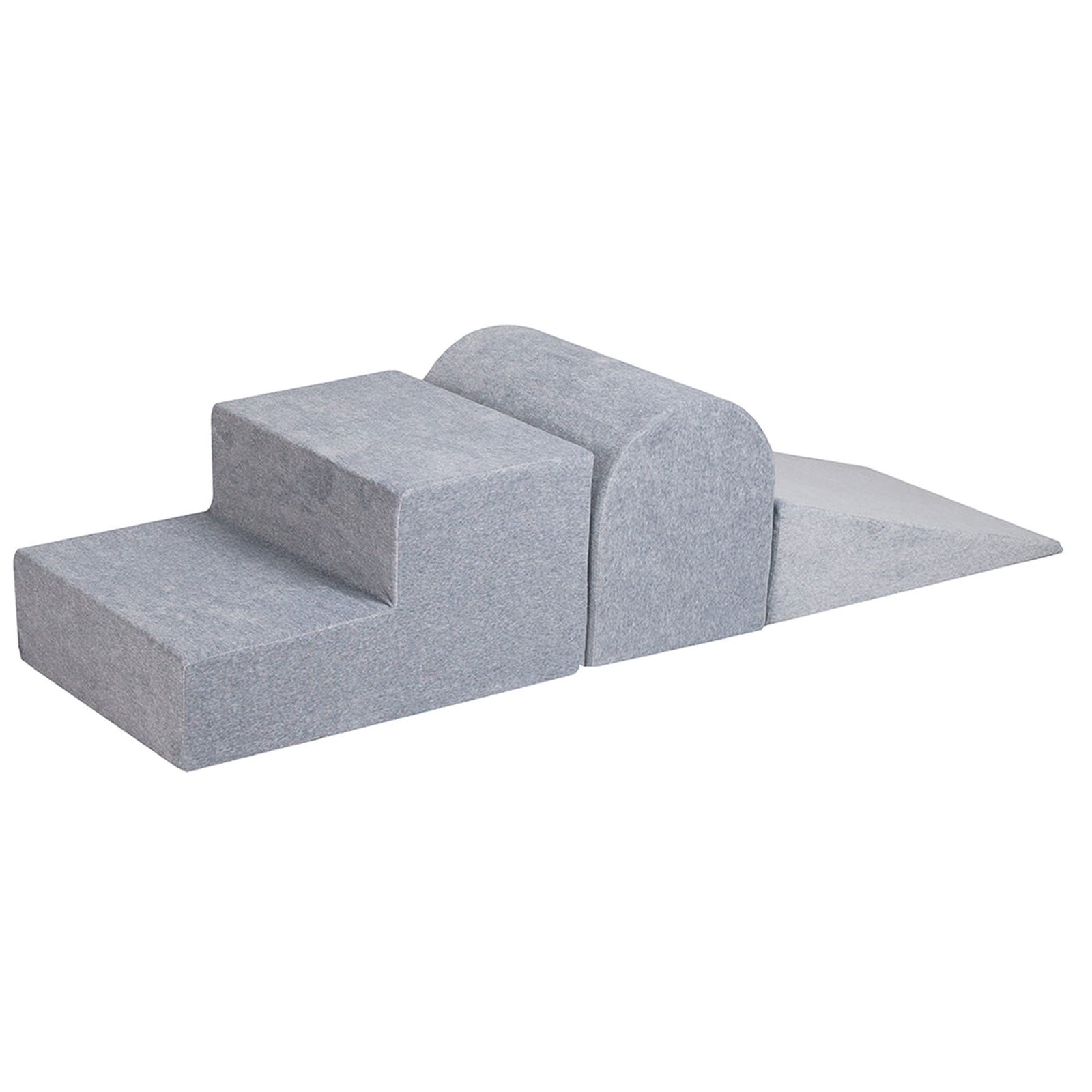 MeowBaby 3 Elements Soft Foam Climbing Blocks Playset with Velvet Cover, Gray - VMInnovations