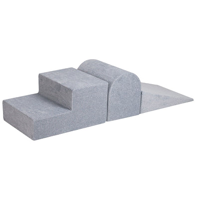 MeowBaby 3 Elements Soft Foam Climbing Blocks Playset with Velvet Cover, Gray - VMInnovations
