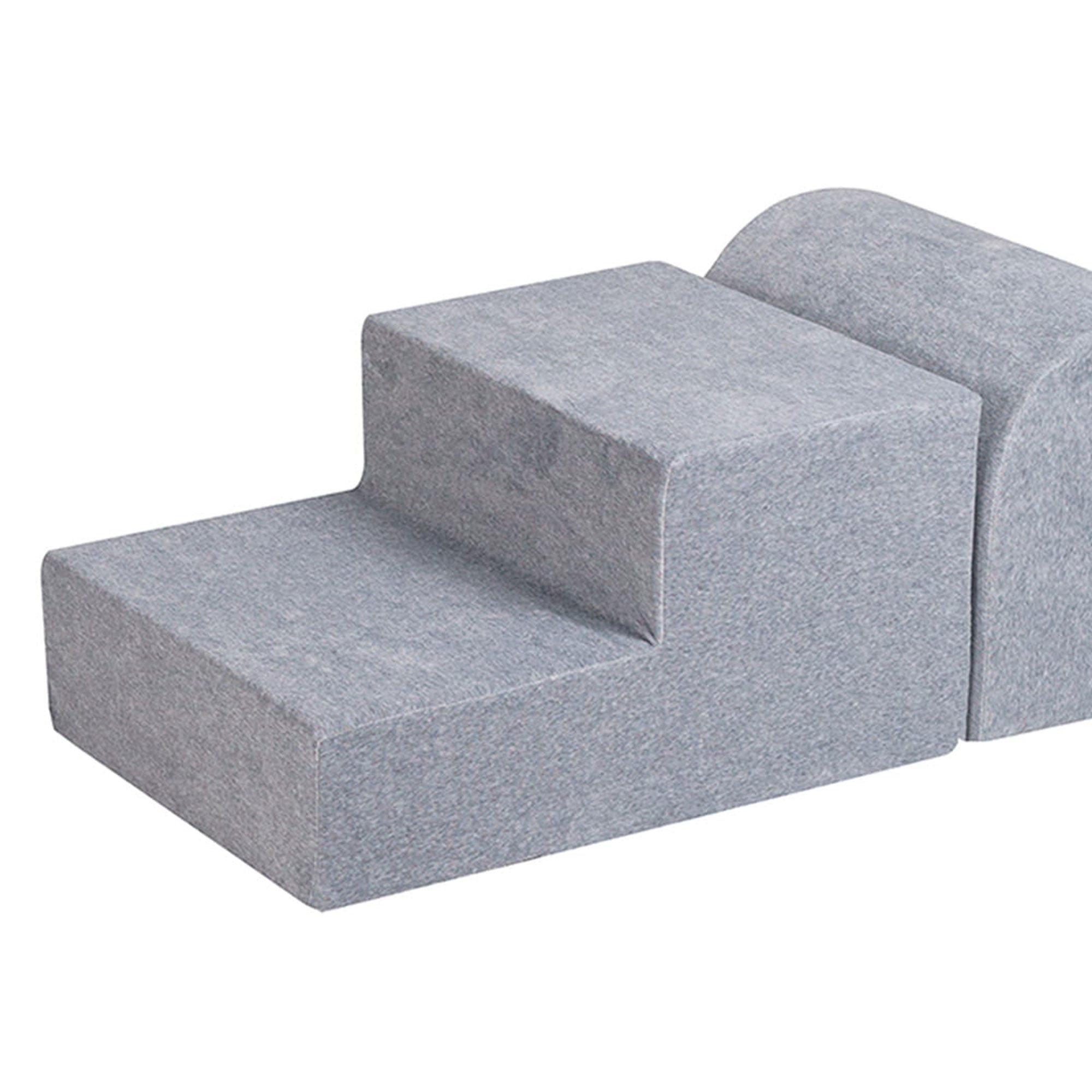 MeowBaby 3 Elements Soft Foam Climbing Blocks Playset with Velvet Cover, Gray - VMInnovations